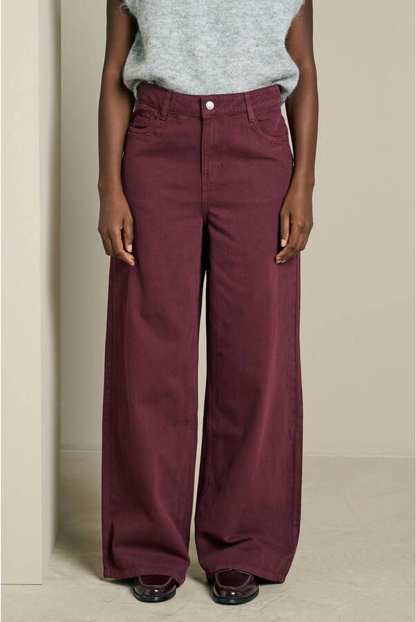 LOLALIZA wide leg broek donkerrood - Foto 2
