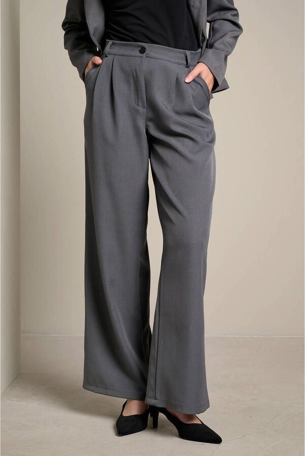 LOLALIZA wide leg broek grijs - Foto 2