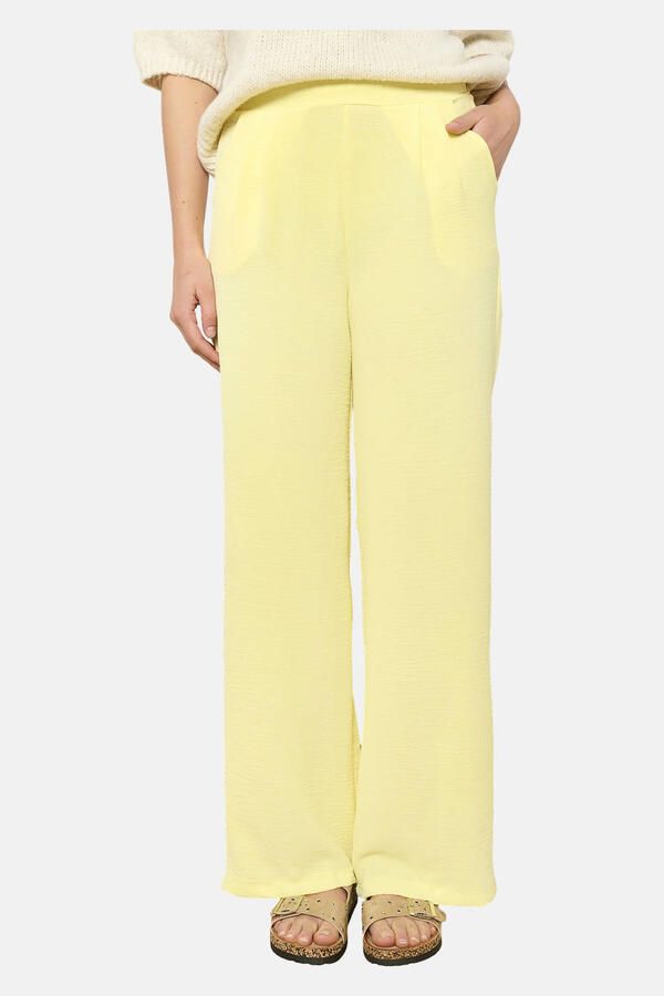 LOLALIZA wide leg broek lichtgeel