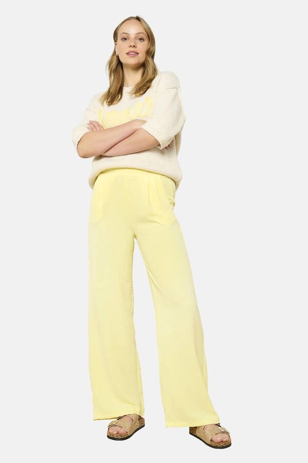 LOLALIZA wide leg broek lichtgeel - Foto 2