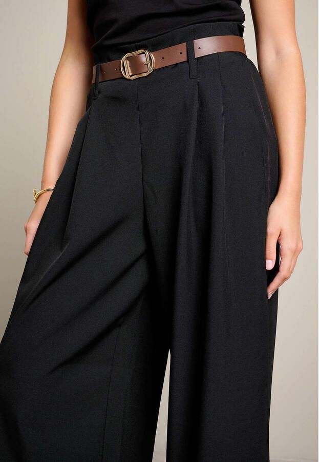 LOLALIZA wide leg broek met ceintuur zwart - Foto 2