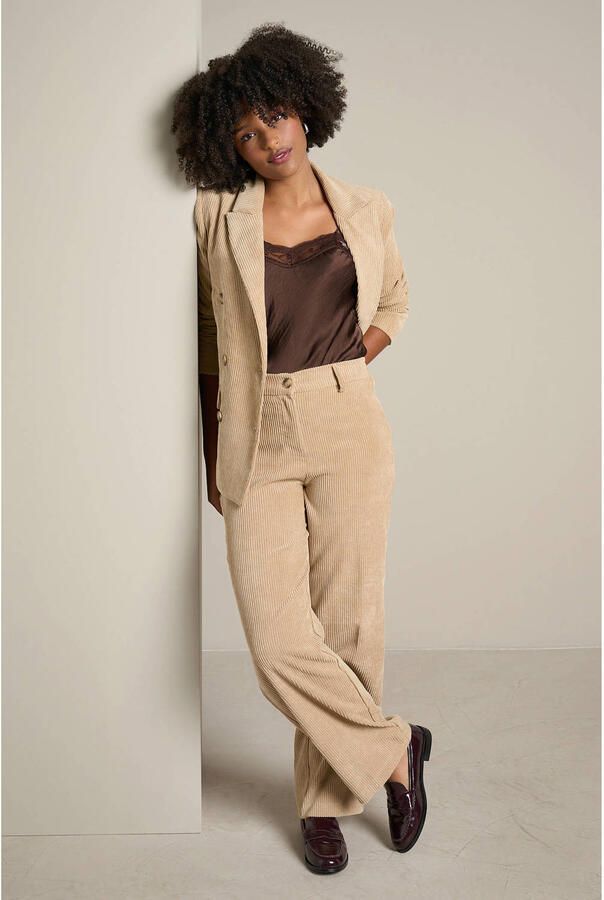 LOLALIZA wide leg corduroy broek beige