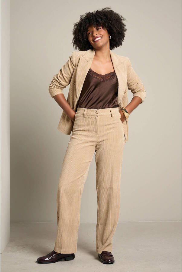 LOLALIZA wide leg corduroy broek beige - Foto 3