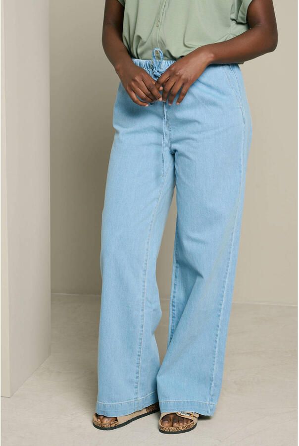 LOLALIZA wide leg fit broek mediumblauw