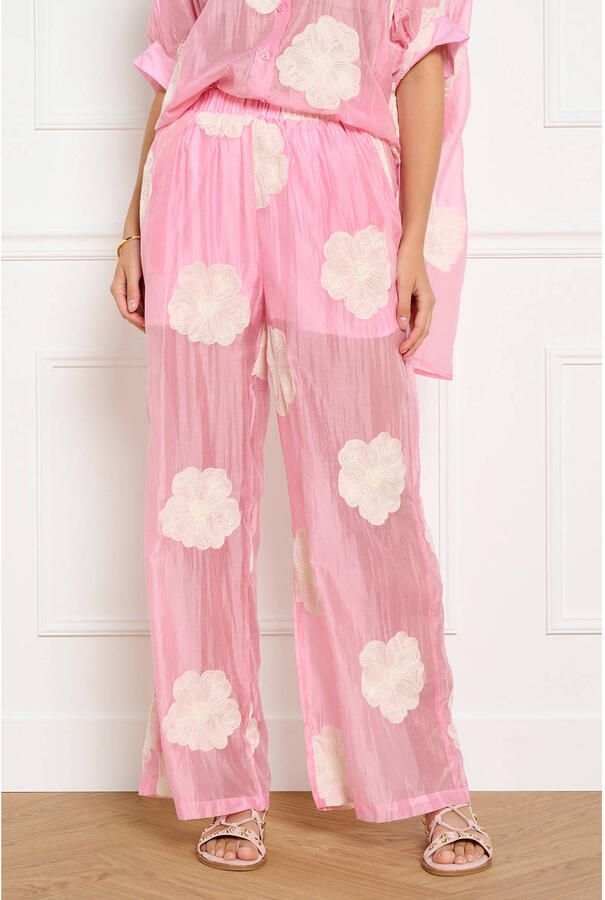 LOLALIZA wide leg fit broek roze