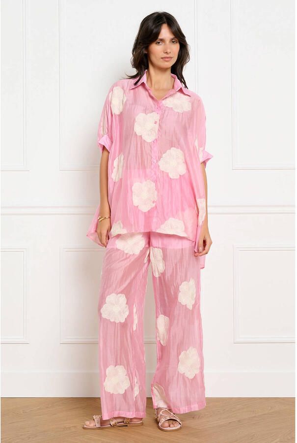 LOLALIZA wide leg fit broek roze - Foto 2