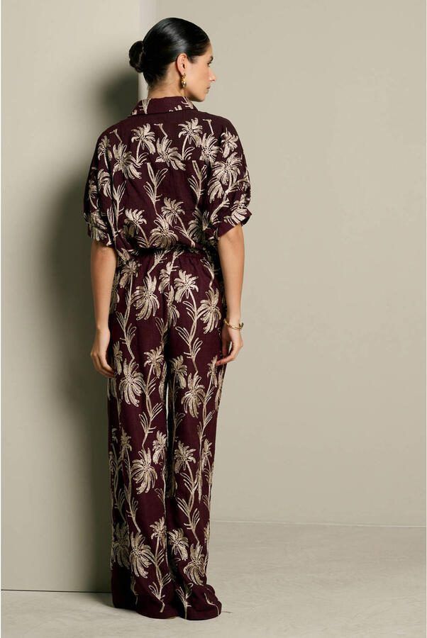 LOLALIZA wide leg gebloemde broek met borduursels bruin - Foto 3