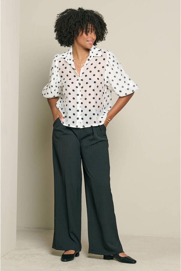 LOLALIZA wide leg gestreepte broek zwart