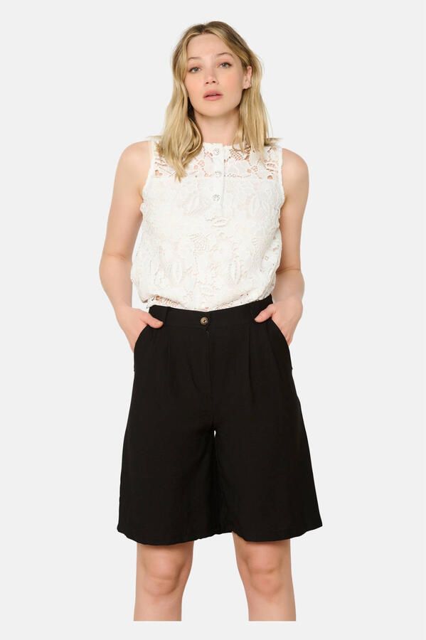 LOLALIZA wide leg high waist bermuda short zwart