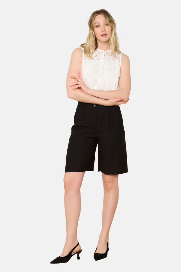 LOLALIZA wide leg high waist bermuda short zwart - Foto 2