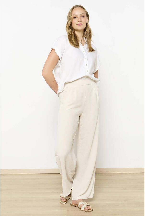 LOLALIZA wide leg high waist broek beige