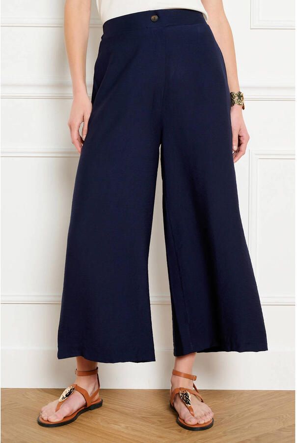 LOLALIZA wide leg high waist broek donkerblauw
