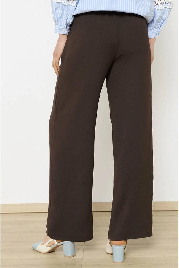 LOLALIZA wide leg high waist broek donkerbruin - Foto 2