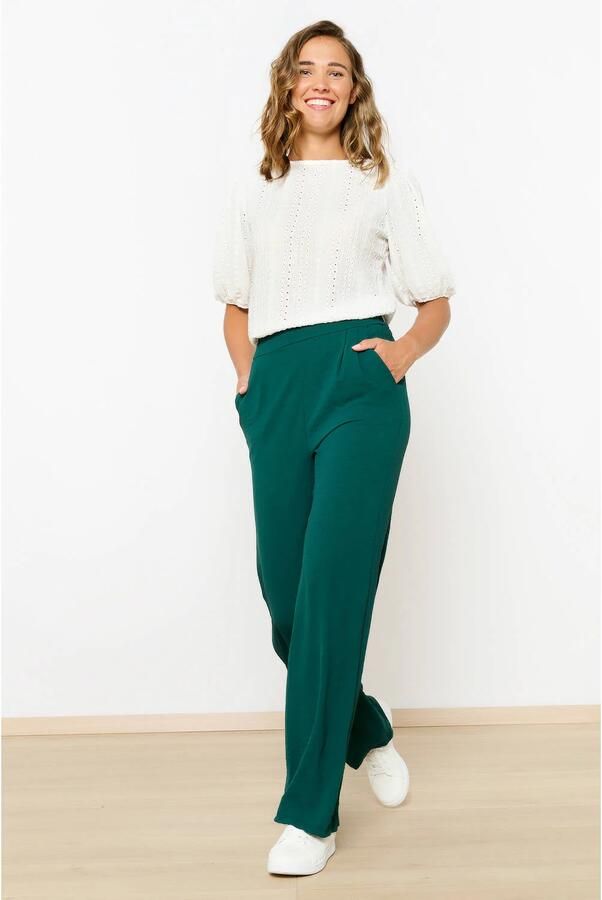 LOLALIZA wide leg high waist broek donkergroen