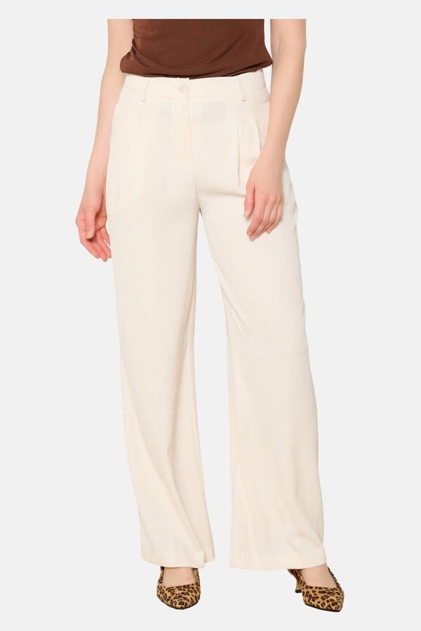 LOLALIZA wide leg high waist broek ecru