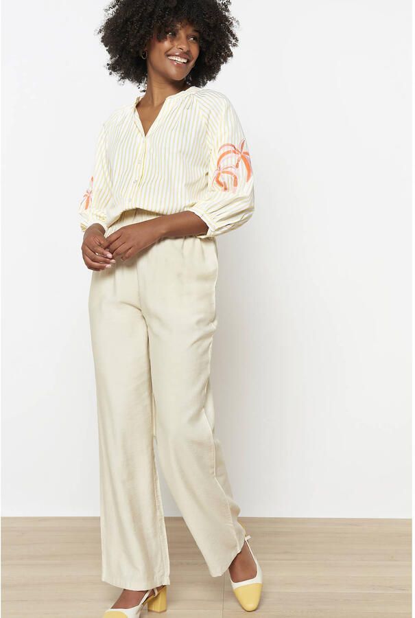 LOLALIZA wide leg high waist broek ecru