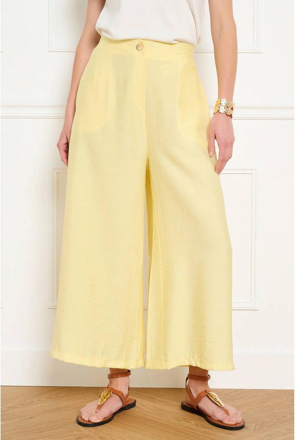 LOLALIZA wide leg high waist broek geel
