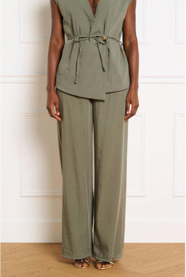 LOLALIZA wide leg high waist broek kaki
