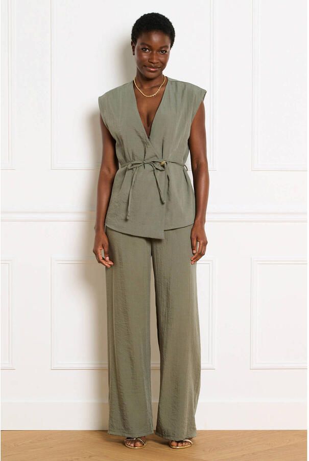 LOLALIZA wide leg high waist broek kaki - Foto 2