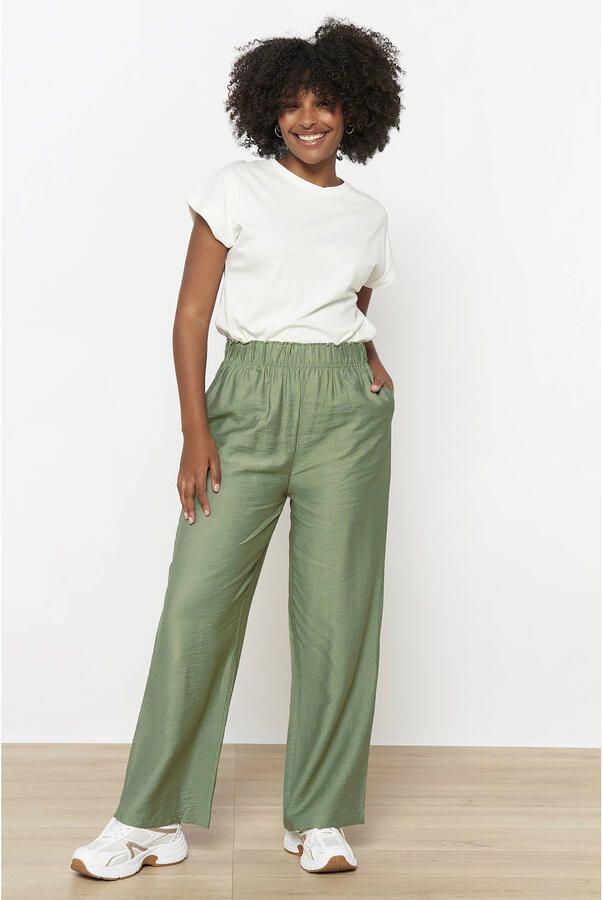 LOLALIZA wide leg high waist broek lichtkaki