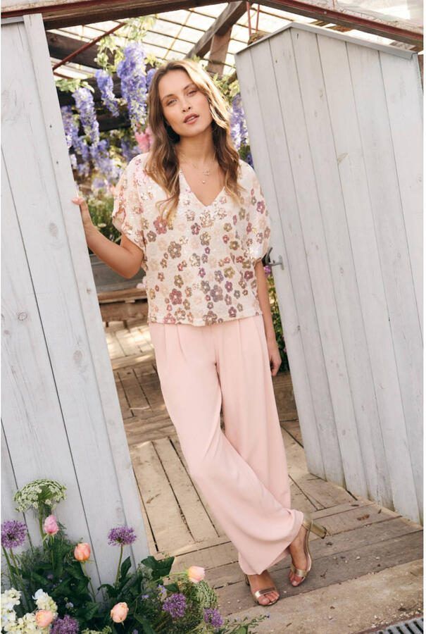 LOLALIZA wide leg high waist broek lichtroze - Foto 2