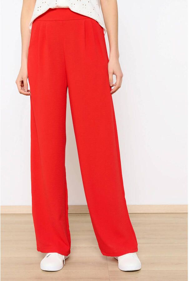 LOLALIZA wide leg high waist broek rood