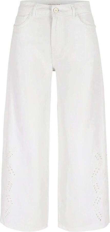 LOLALIZA wide leg high waist broek wit broderie - Foto 3