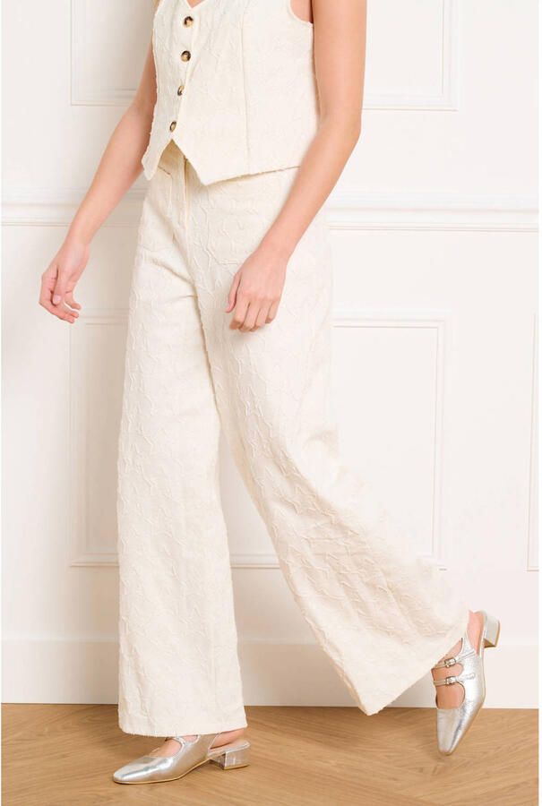 LOLALIZA wide leg high waist broek wit