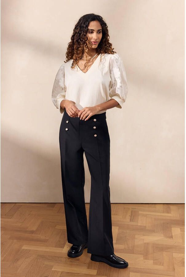 LOLALIZA wide leg high waist broek zwart