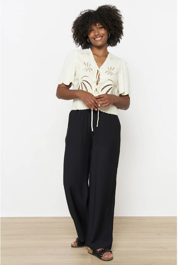 LOLALIZA wide leg high waist broek zwart