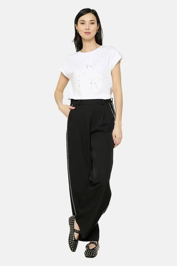 LOLALIZA wide leg high waist casual broek zwart
