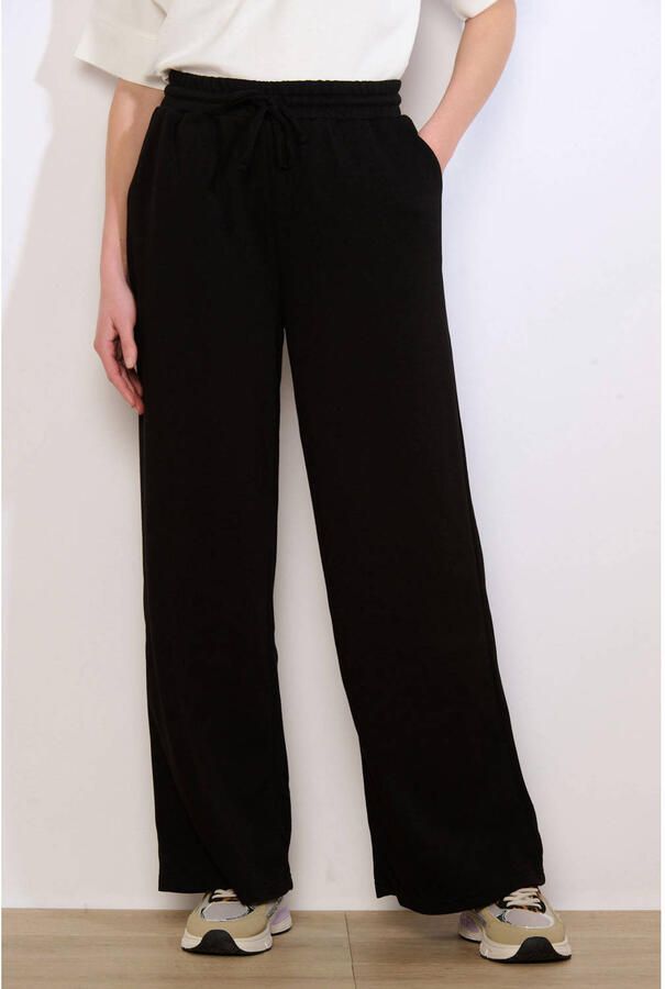LOLALIZA wide leg high waist casual broek zwart