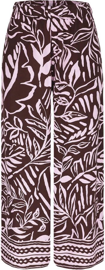 LOLALIZA wide leg high waist gebloemde broek donkerrood - Foto 3