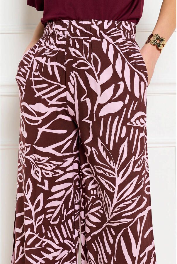LOLALIZA wide leg high waist gebloemde broek donkerrood - Foto 2