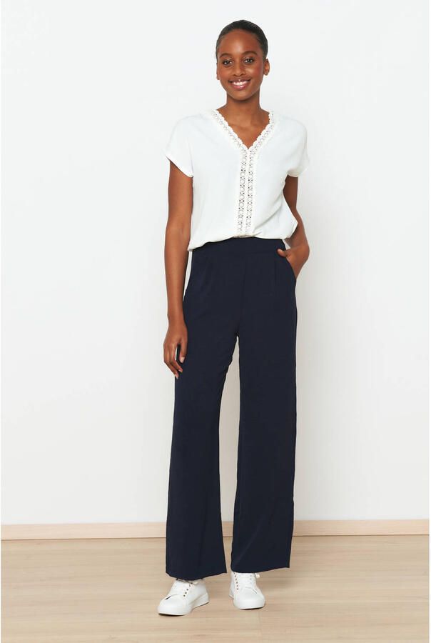 LOLALIZA wide leg high waist pantalon donkerblauw - Foto 2