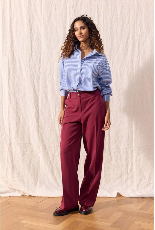 LOLALIZA wide leg high waist pantalon donkerrood