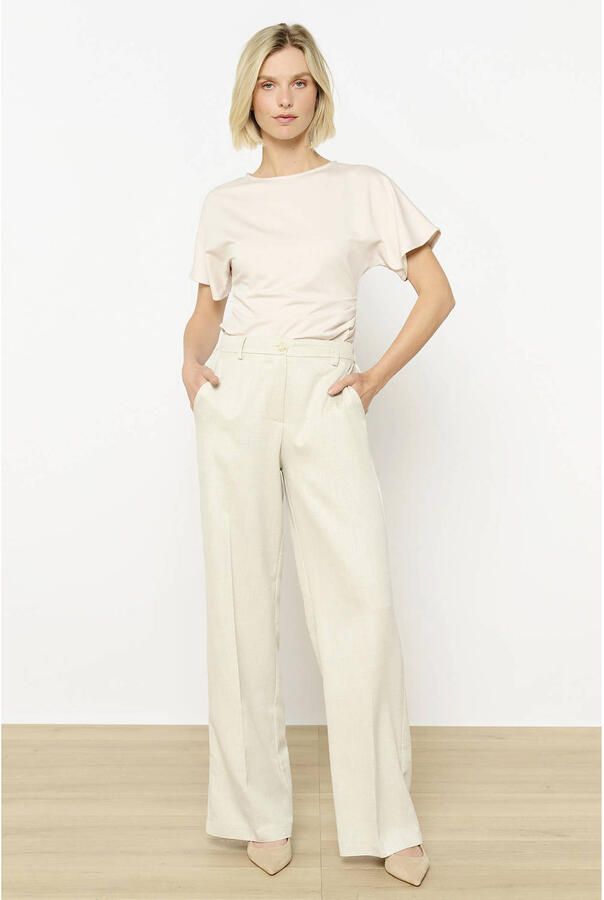 LOLALIZA wide leg high waist pantalon ecru