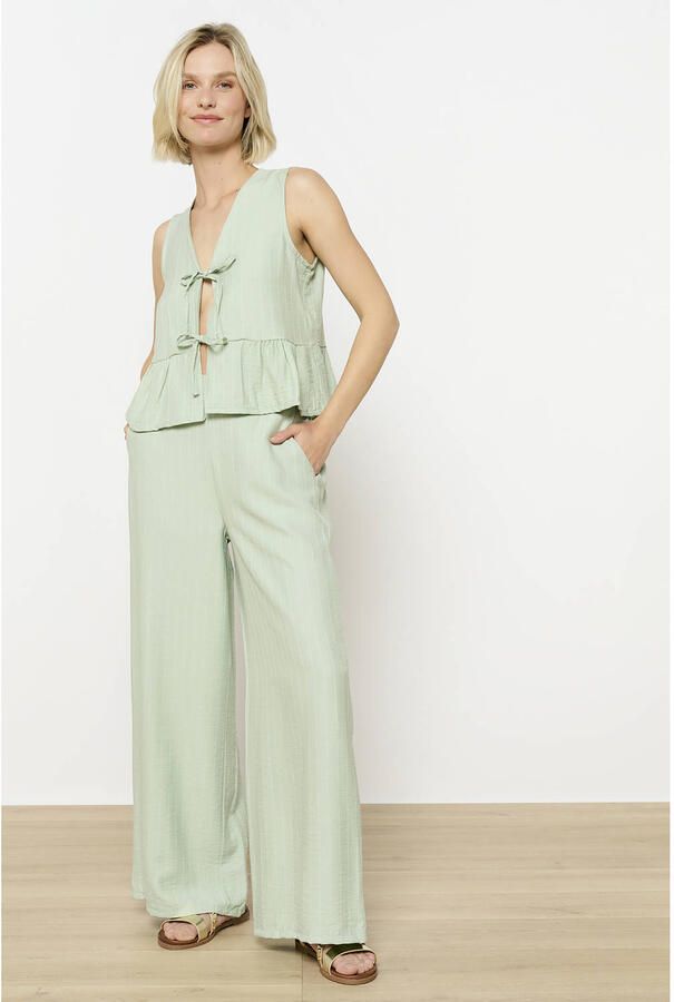 LOLALIZA wide leg high waist pantalon mintgroen