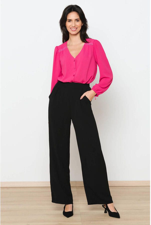 LOLALIZA wide leg high waist pantalon zwart
