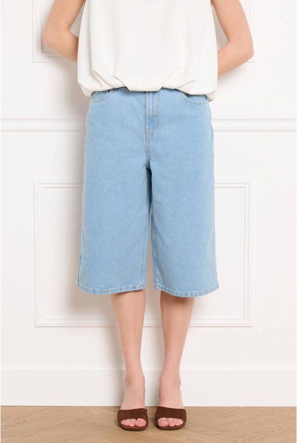 LOLALIZA wide leg high waist short light blue denim