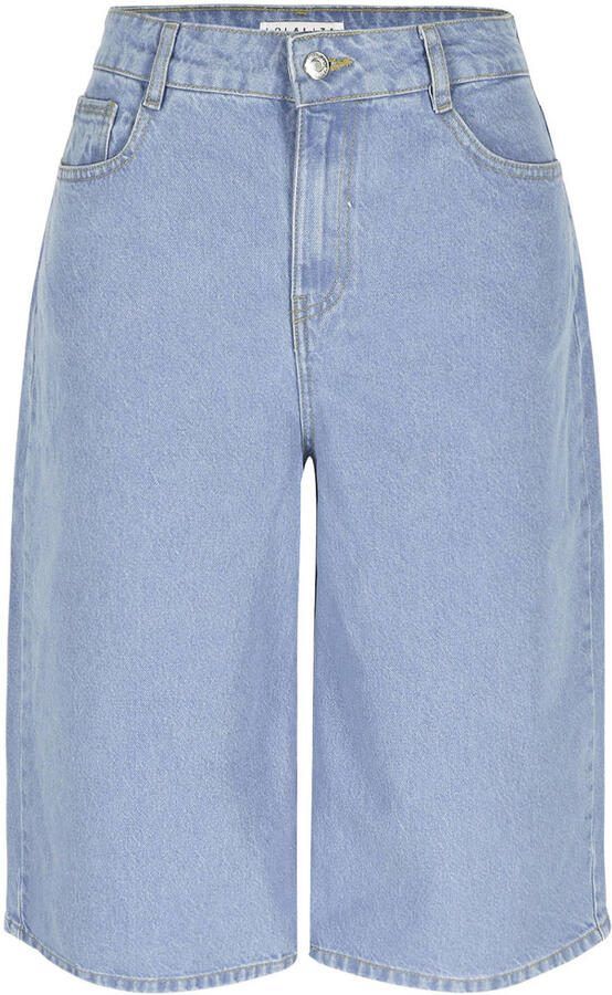 LOLALIZA wide leg high waist short light blue denim - Foto 3