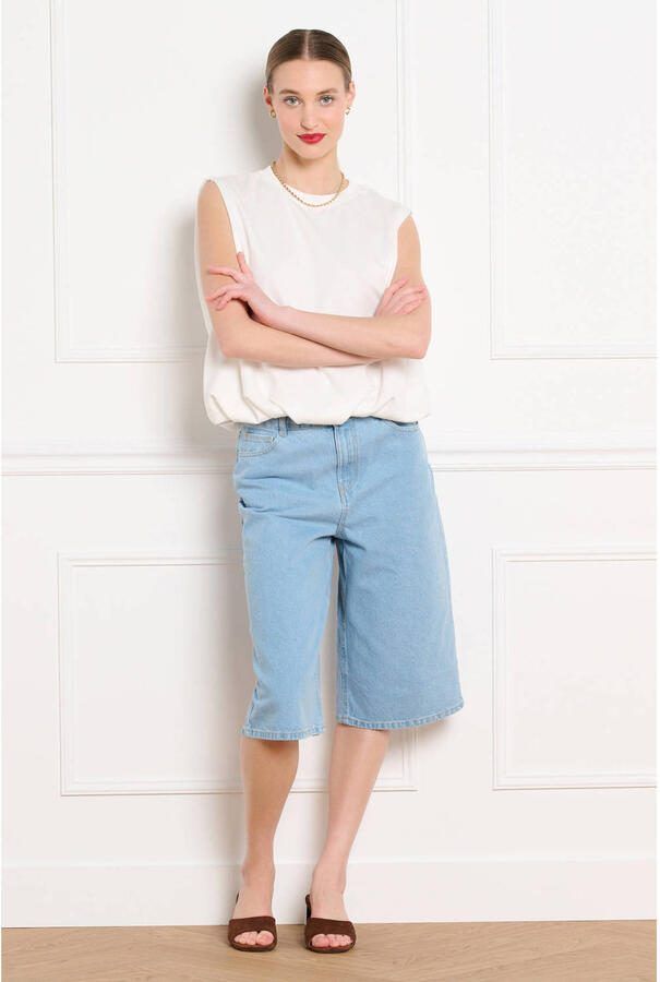 LOLALIZA wide leg high waist short light blue denim - Foto 2
