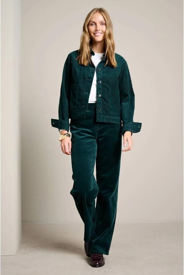 LOLALIZA wide leg jeans donkergroen