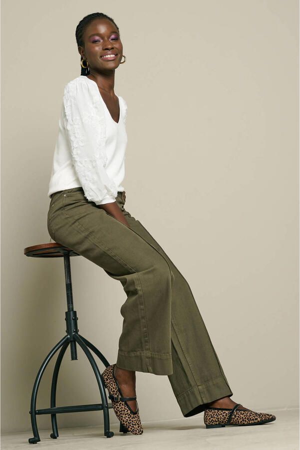 LOLALIZA wide leg jeans kaki - Foto 2