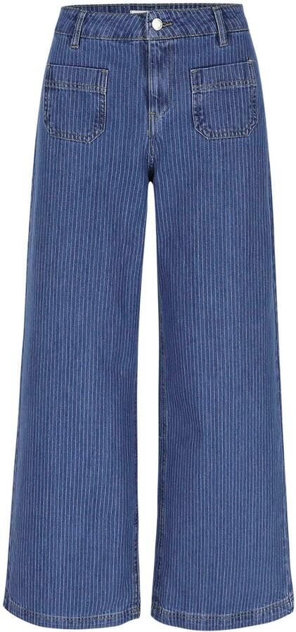 LOLALIZA wide leg jeans met krijtstreep mediumblauw - Foto 3