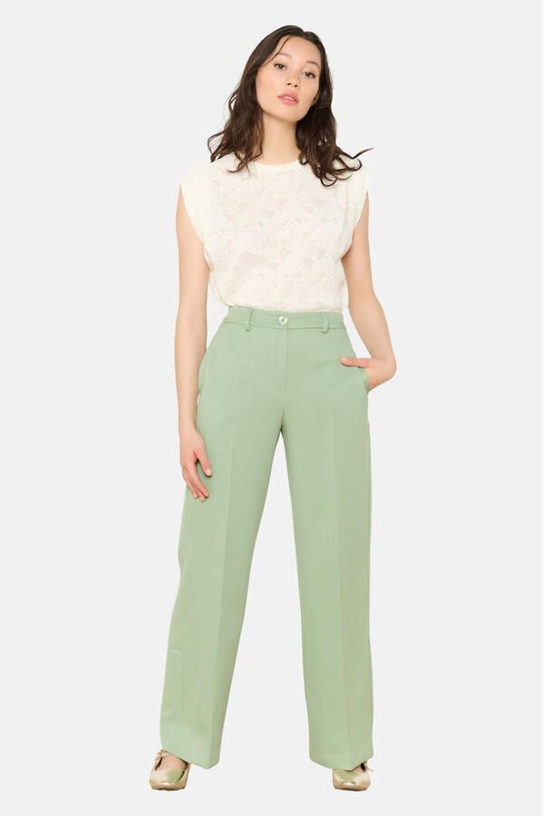 LOLALIZA wide leg pantalon mintgroen
