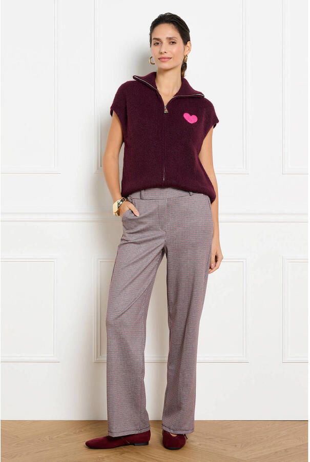 LOLALIZA wide leg pied-de-poule broek zwart meerkleurig - Foto 3
