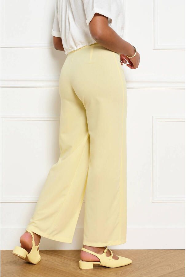LOLALIZA wide leg regular waist broek lichtgeel - Foto 2