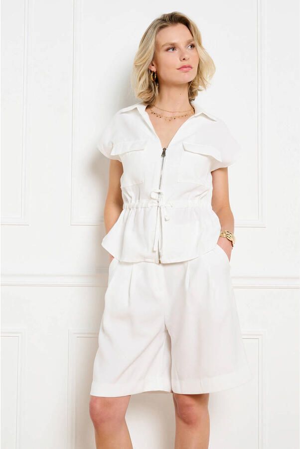 LOLALIZA wide leg regular waist bermuda short ecru