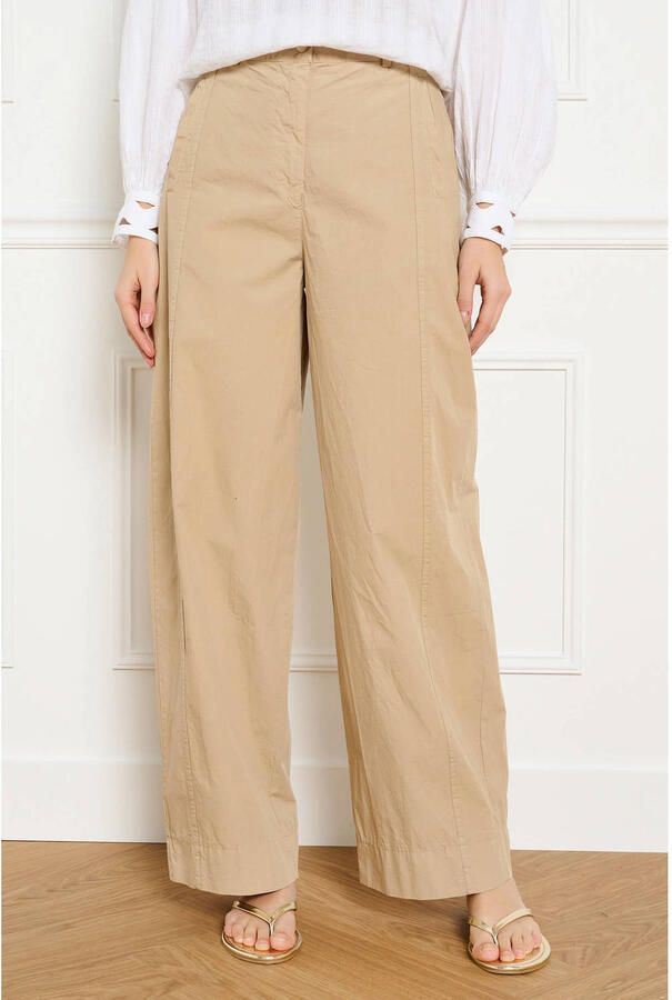 LOLALIZA wide leg regular waist broek beige
